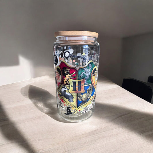 All House Harry Potter 16oz Glass Tumbler